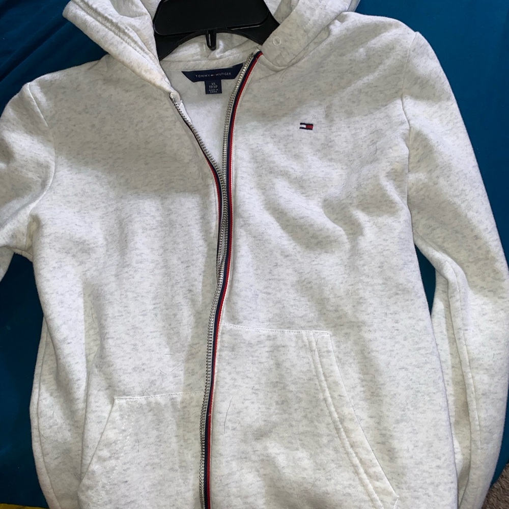 Tommy Hilfiger Light Gray Zip-Up Hoodie